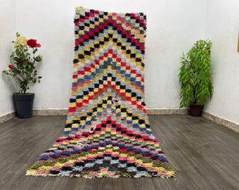 モロッコ風ベルベルカーペット、ヴィンテージチェッカーボードラグ