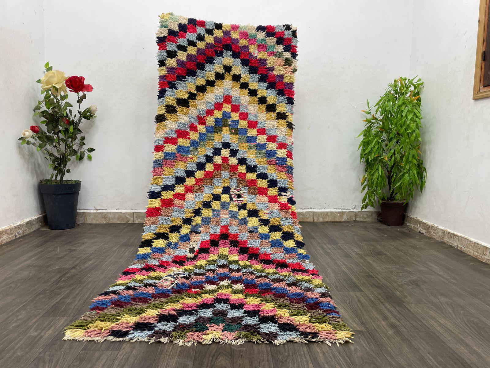 モロッコ風ベルベルカーペット、ヴィンテージチェッカーボードラグ