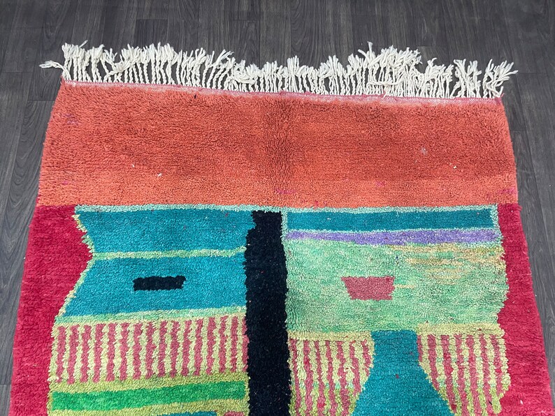 Contemporary Abstract Rug for Living Room, Handmade Rug Pink, Moroccan