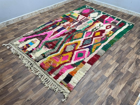【新品未使用】モロッコ直輸入 ハンベルラグ カスタムウールベルベルラグ – マルチカラーのモロッコ製ハンドメイド