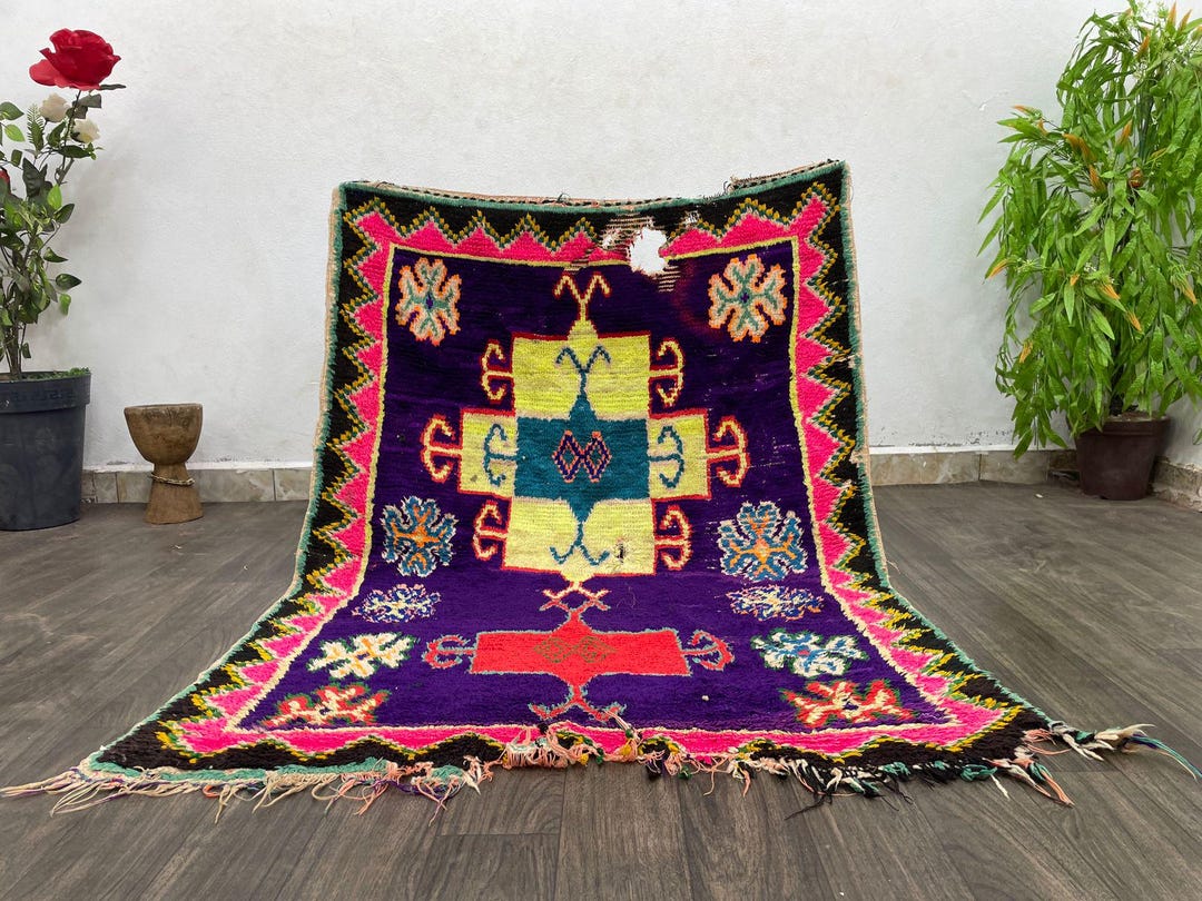 Gorgeous Vintage Colorful Rug Small- Small Rug Bedroom- Beni Ourain ...