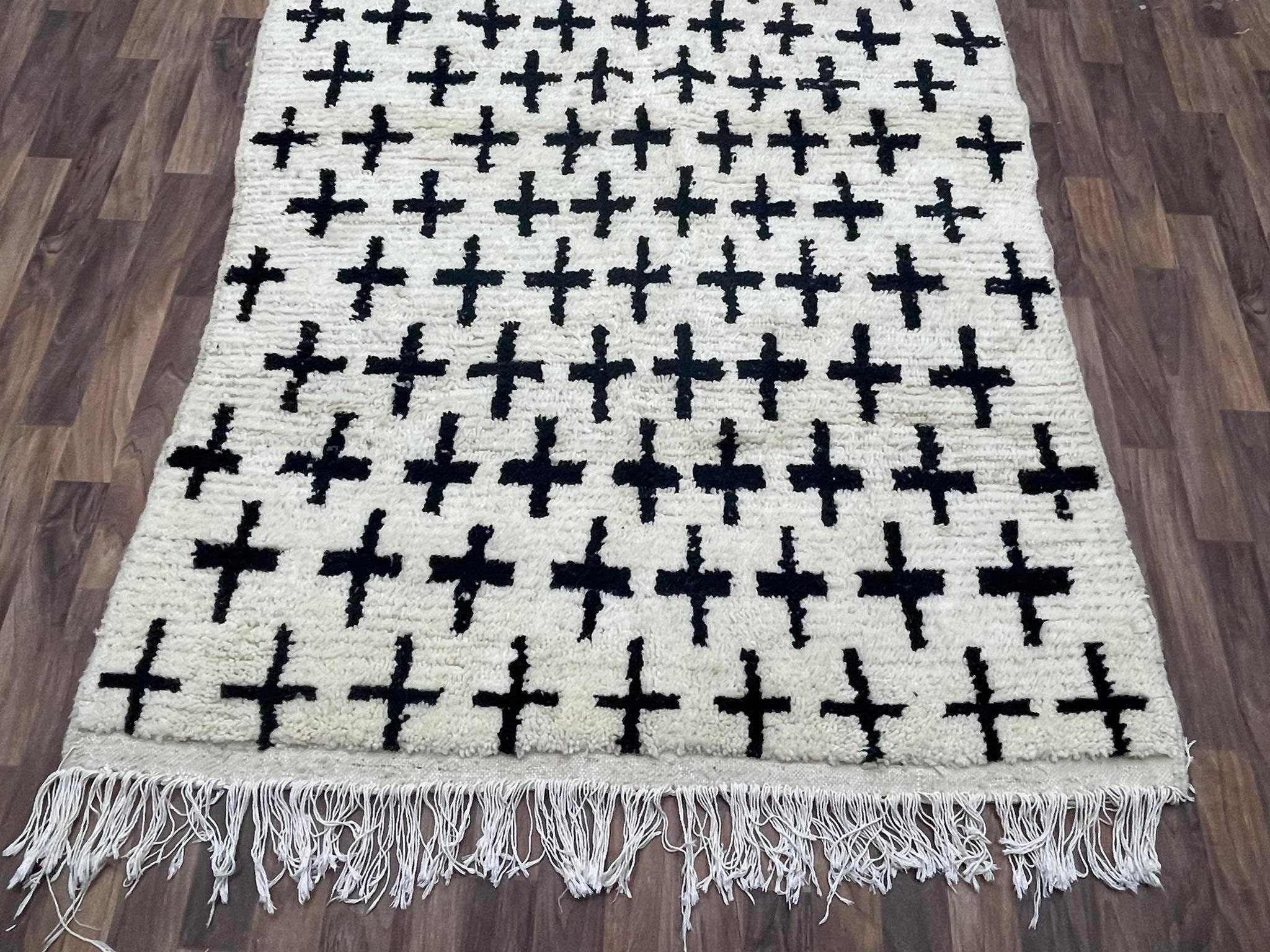 Handmade Wool Berber Rug: Moroccan Swiss Cross Design - Etsy
