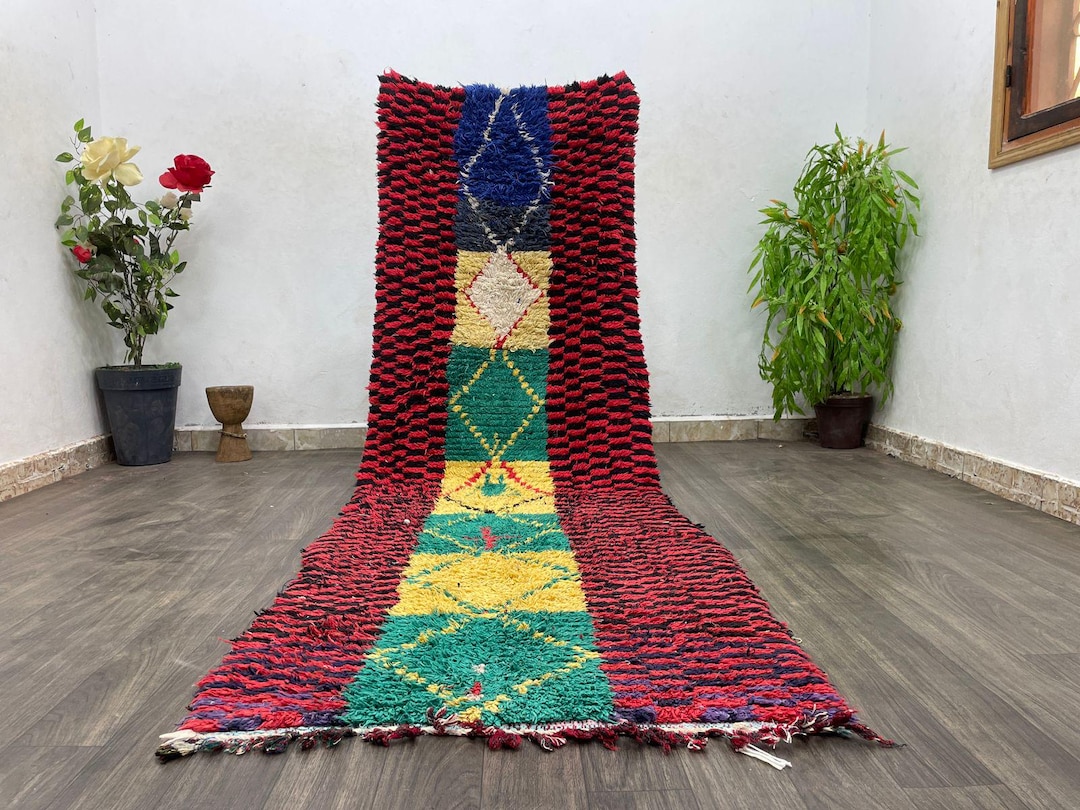 【希少・手織り】モロッコ製 ベルベルラグ／ハンドメイド・未使用 ヴィンテージ ランナーラグ 2.3 x 4.3 フィート ハンドメイド