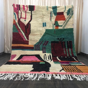 Natural Art Custom Bedroom Rug - Home Decor Berber Carpet 7x9 - Moroccan Rug Style Mat Large - Amazing Colorful Baby Decor