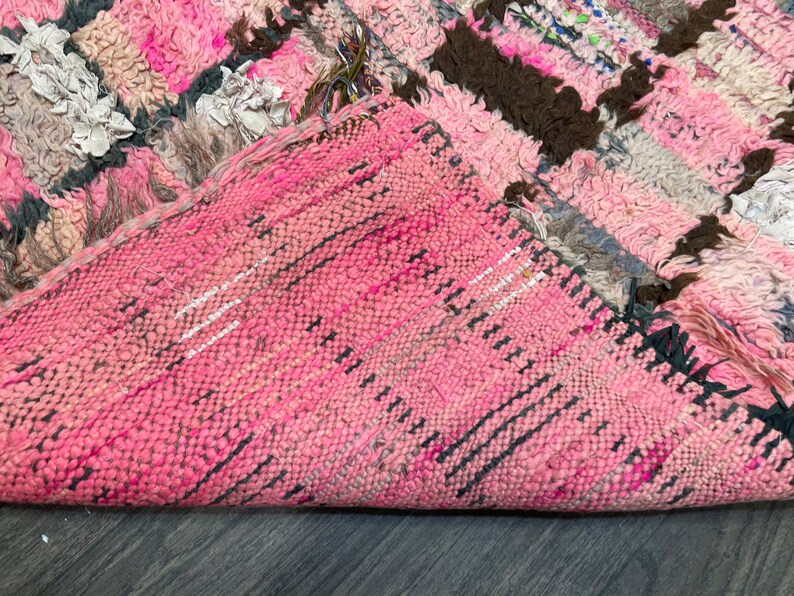 Boujaad Rug Pink, Bed Side Animal Print Rug Mid Century Modern Rug for