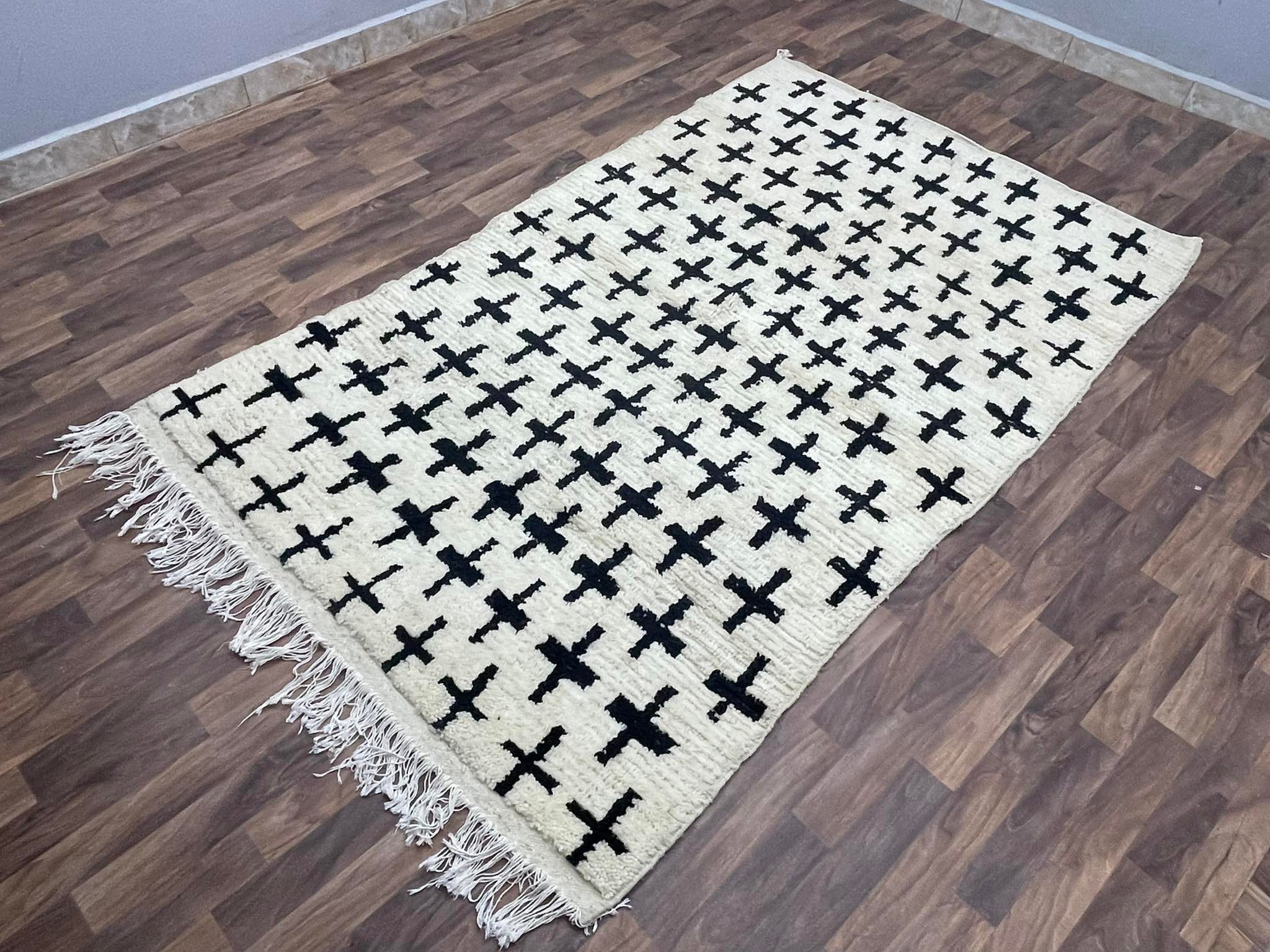Handmade Wool Berber Rug: Moroccan Swiss Cross Design - Etsy