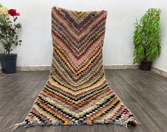 Vintage Berber Checker Rug Runner: Checkered Moroccan Washable Floor Rug (230x90cm)