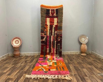 Extra Large Boho Carpet Colorful, Wool Rug Runner, Custom Moroccan Design Art, Hallway Decor Housewarming Gift