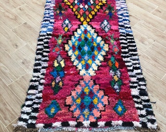3x7 ft - Boucherouite Carpet - Purple Rug Vintage - Bohemian Decor Vintage - Housewarming Gift First Home