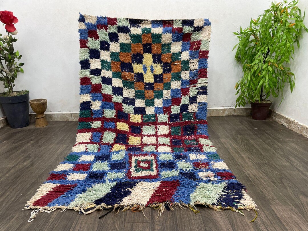 Colorful Vintage Checkered Area Rug for Sale - Etsy