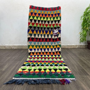 Toddler Room Boho Rug, Cute Office Rug Blue, Mid Century Retro Rug, Wavy Check Rug Small, Bohemian Style Rug