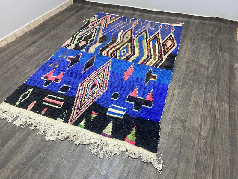 Perfect Morrocan Area Rug, Living Room Rug 8x10 Blue, Custom Made Rug