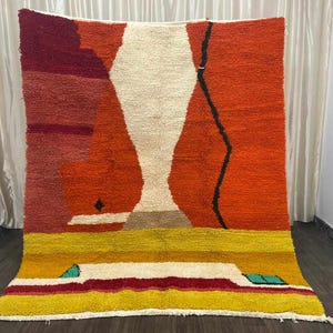 Orange custom rug tufted - Moroccan Shag Rug 8x10 - Bohemian Rug Colorful - Living Room Rug Large - Area Rug For Room