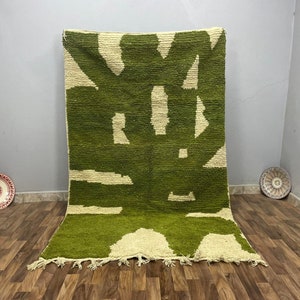 Large Handwoven Custom Area Rug, Tufted Rug Thank You, Soft Berber Rug 8x10, Green Indoor Carpet