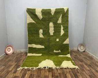 Large Handwoven Custom Area Rug, Tufted Rug Thank You, Soft Berber Rug 8x10, Green Indoor Carpet