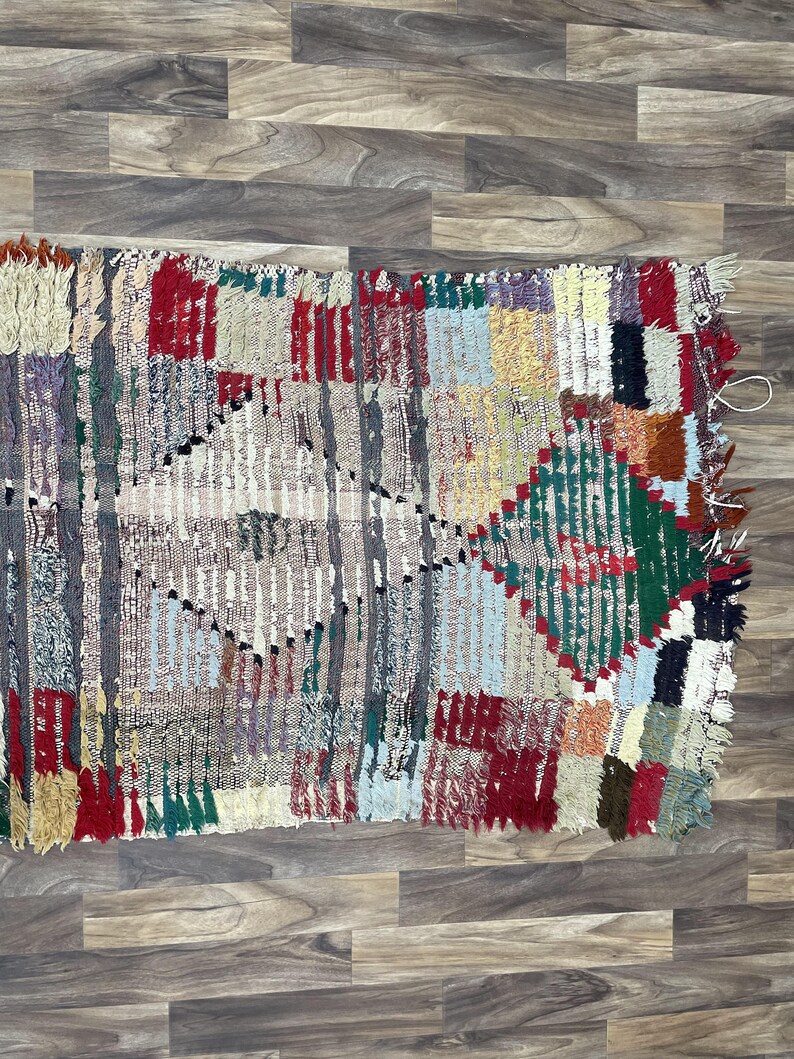 Bohemian Decor Bedroom Rug, Boujaad Rug Runner, Azilal Rug Vintage