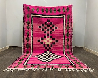 Handmade Moroccan Pink Rug Wool Yarn - Ready to Ship Rug 8x10 - Personalized Home DECOR Gifts Mom