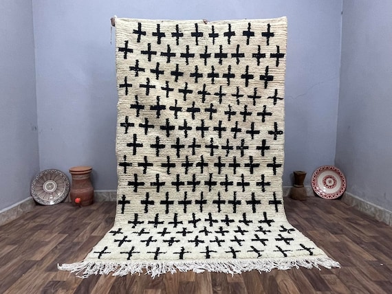 Handmade Wool Berber Rug: Moroccan Swiss Cross Design - Etsy