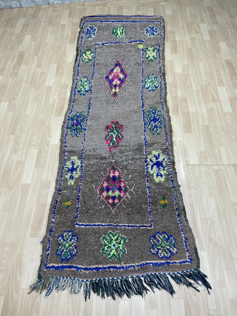 Vintage Oriental Rug Runner, Small Neutral Door Mat Outdoor, Boho Area