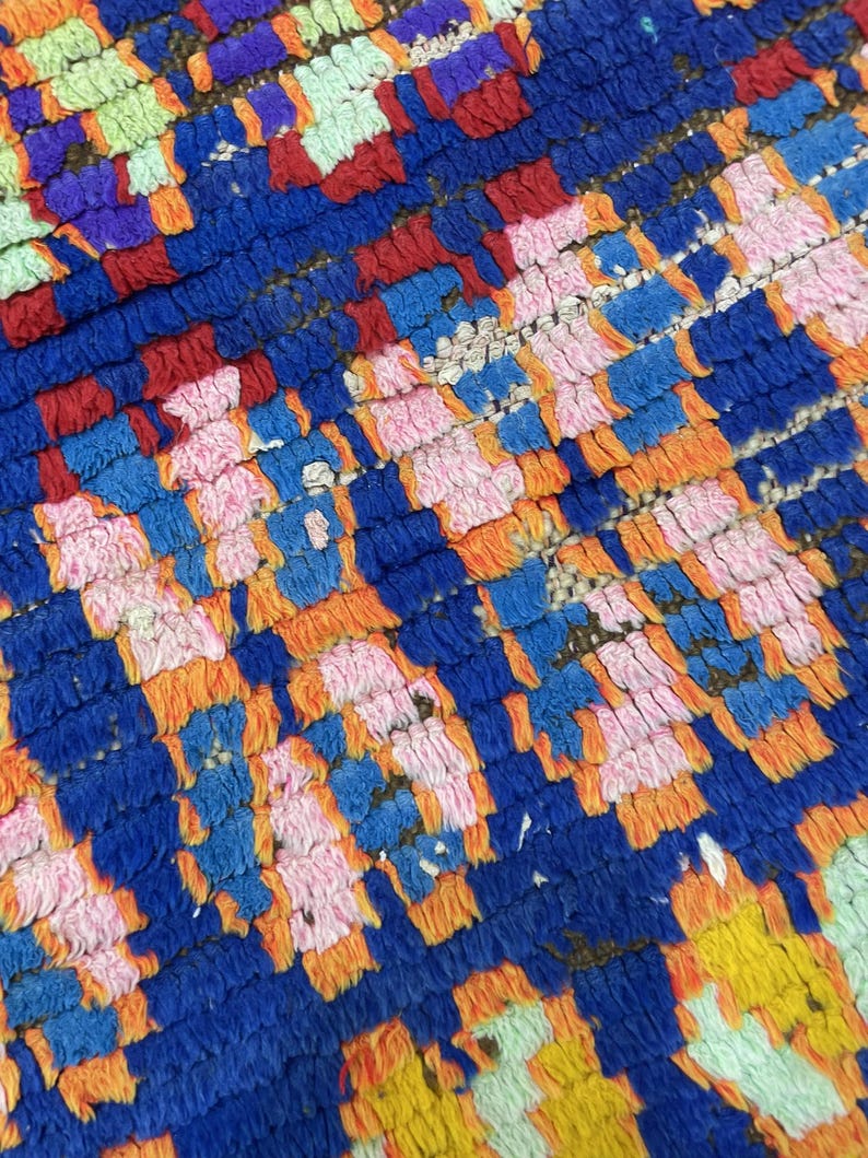 2,5x6 Area Rug Handmade Blue, Azilal Rug Runner, Living Room Rug Runner