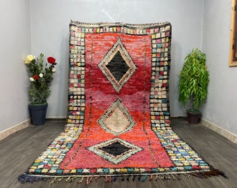 boucherouite rugs for living room - bohemian decor vintage christmas decorations - handmade furniture -  floor rug