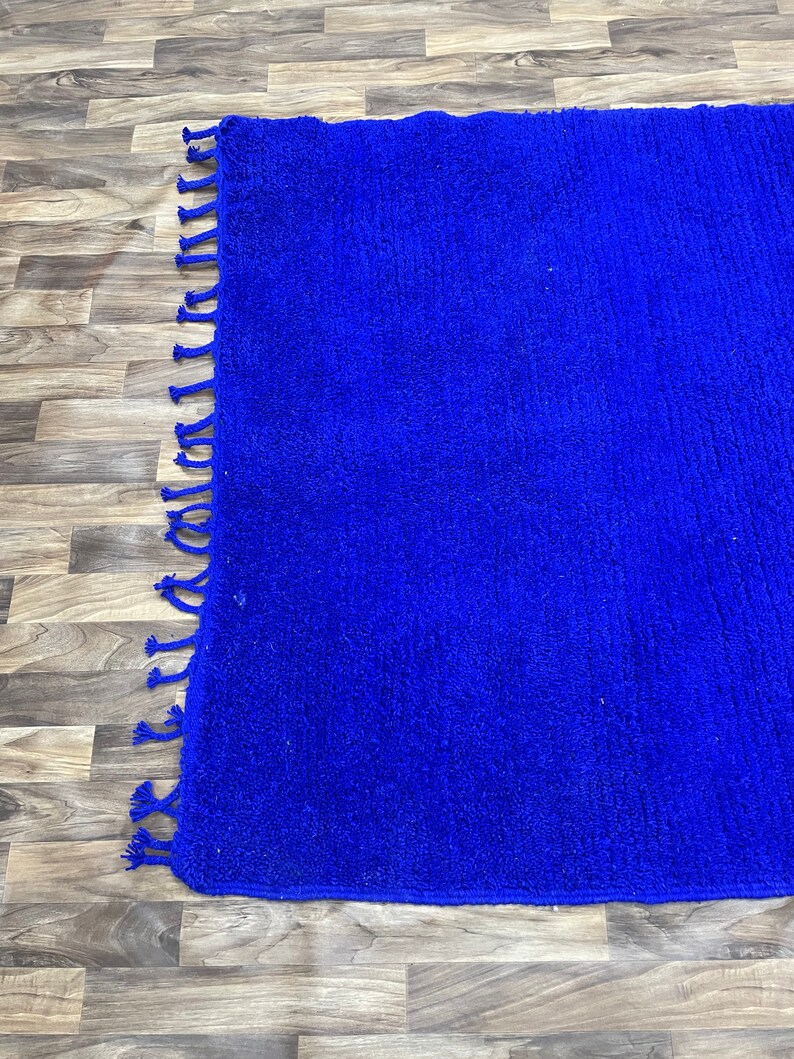 Handmade Moroccan Blue Rug Wool Yarn Ready to Ship Rug 8x10 Personalized Home DECOR Gifts Mom image 4