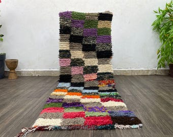 Hand Woven Genuine Checkered Rug - Moroccan Beni Ourain Carpet Soft - Shag Artistic Oriental Gift