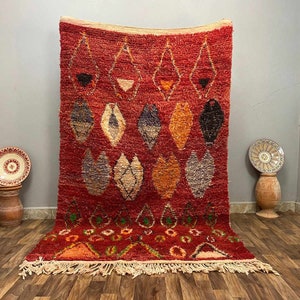 Bohemian Decor Wool Rug Modern - Berber Custom Rug for Home Decor & Living Oz - Amazing Red Rug 8x10 - CRAFT ROOM DECOR