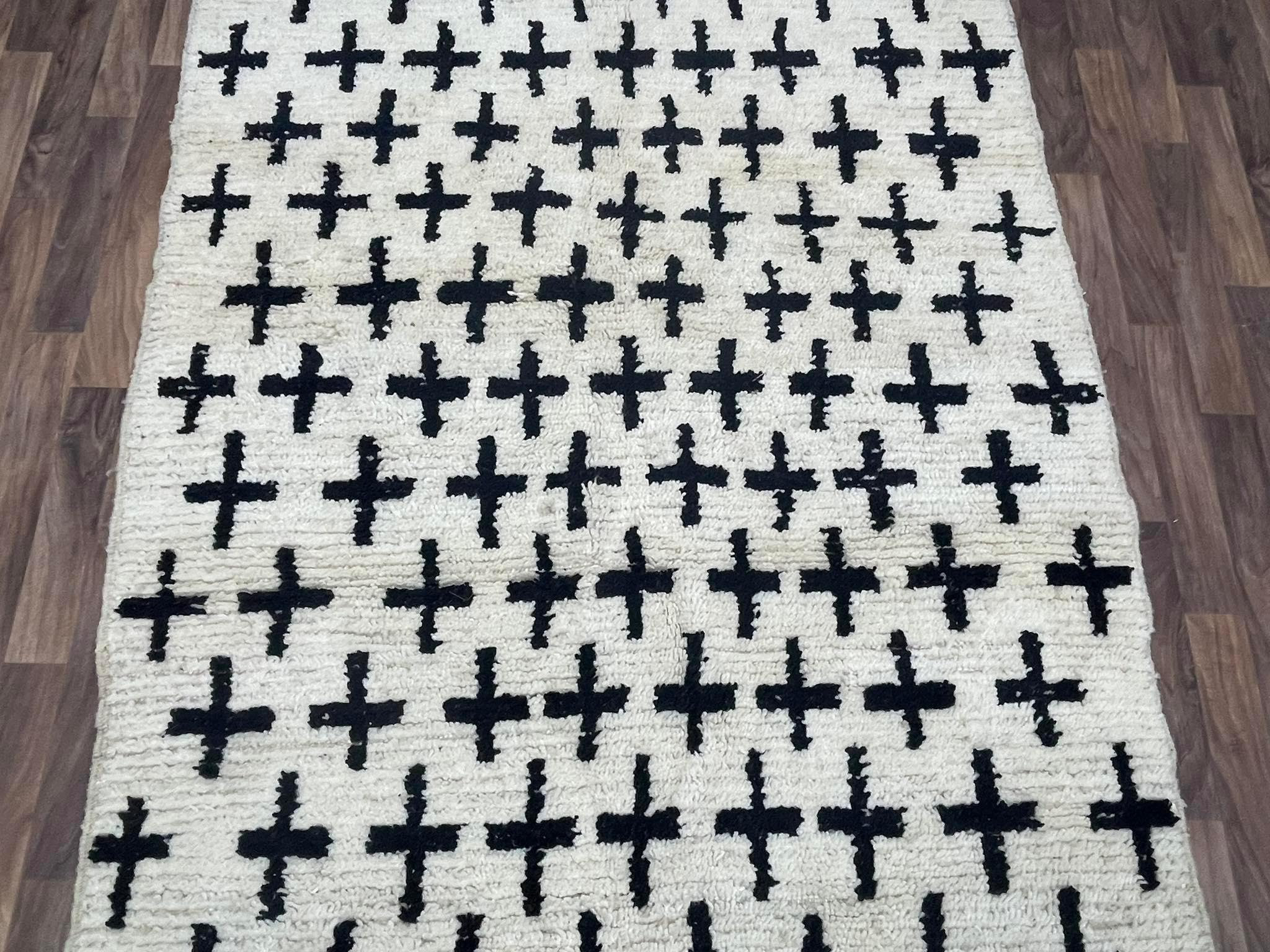 Handmade Wool Berber Rug: Moroccan Swiss Cross Design - Etsy
