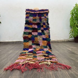 bespoke azilal carpet -Vintage Cotton Kitchen Rug Runner Carpet - Outdoor Colorful Wall Decor