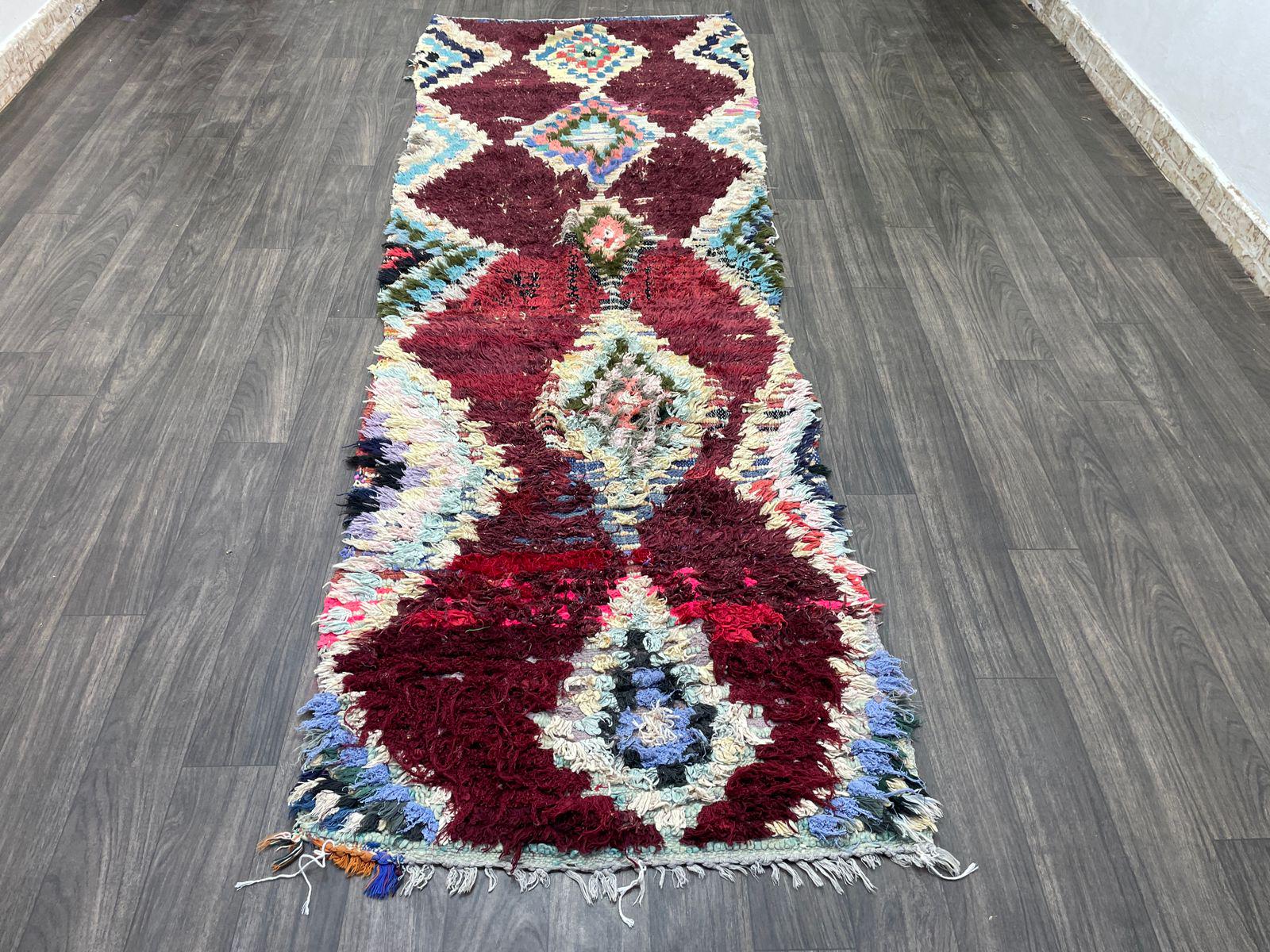 手織りモロッコラグ：ヴィンテージベルベルラグ、素朴なボヘミアン風