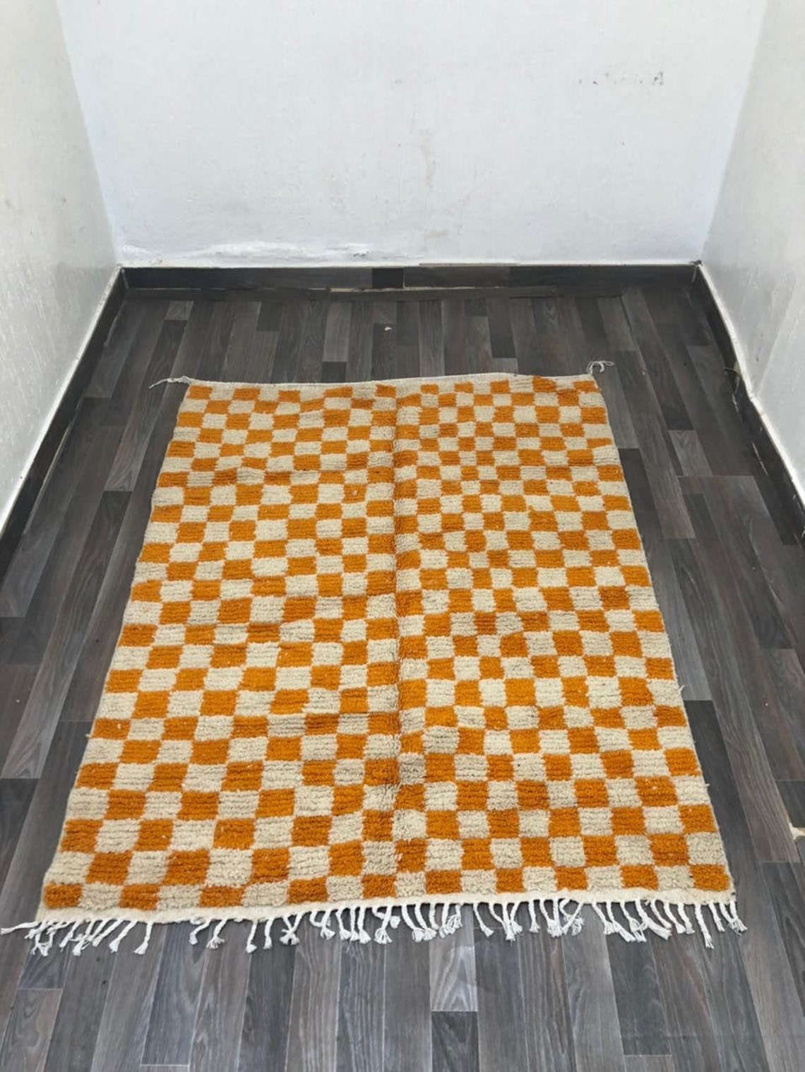 Custom Yellow and white checker rug / Moroccan Berber Etsy