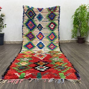 Vintage Berber Rug Runner - Washable Moroccan Carpet - Unique Gift for Home Decor - Boho Style Mat