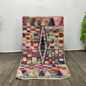 Anthropology rug - boucherouite azilal rug, berber moroccan rug , colorful rugs for living room, carpet