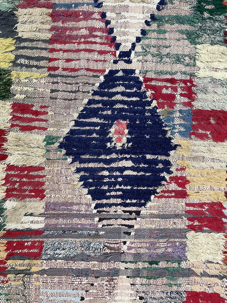 Bohemian Decor Bedroom Rug, Boujaad Rug Runner, Azilal Rug Vintage