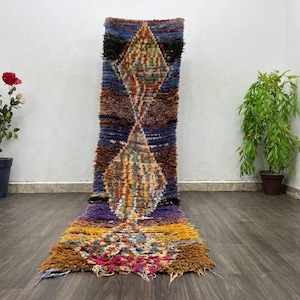 Floor Decor Handmade Cotton Rug Runner - Washable Blue Carpet, Bohemian Runner & Stylish Bathroom Rug for Home Decor