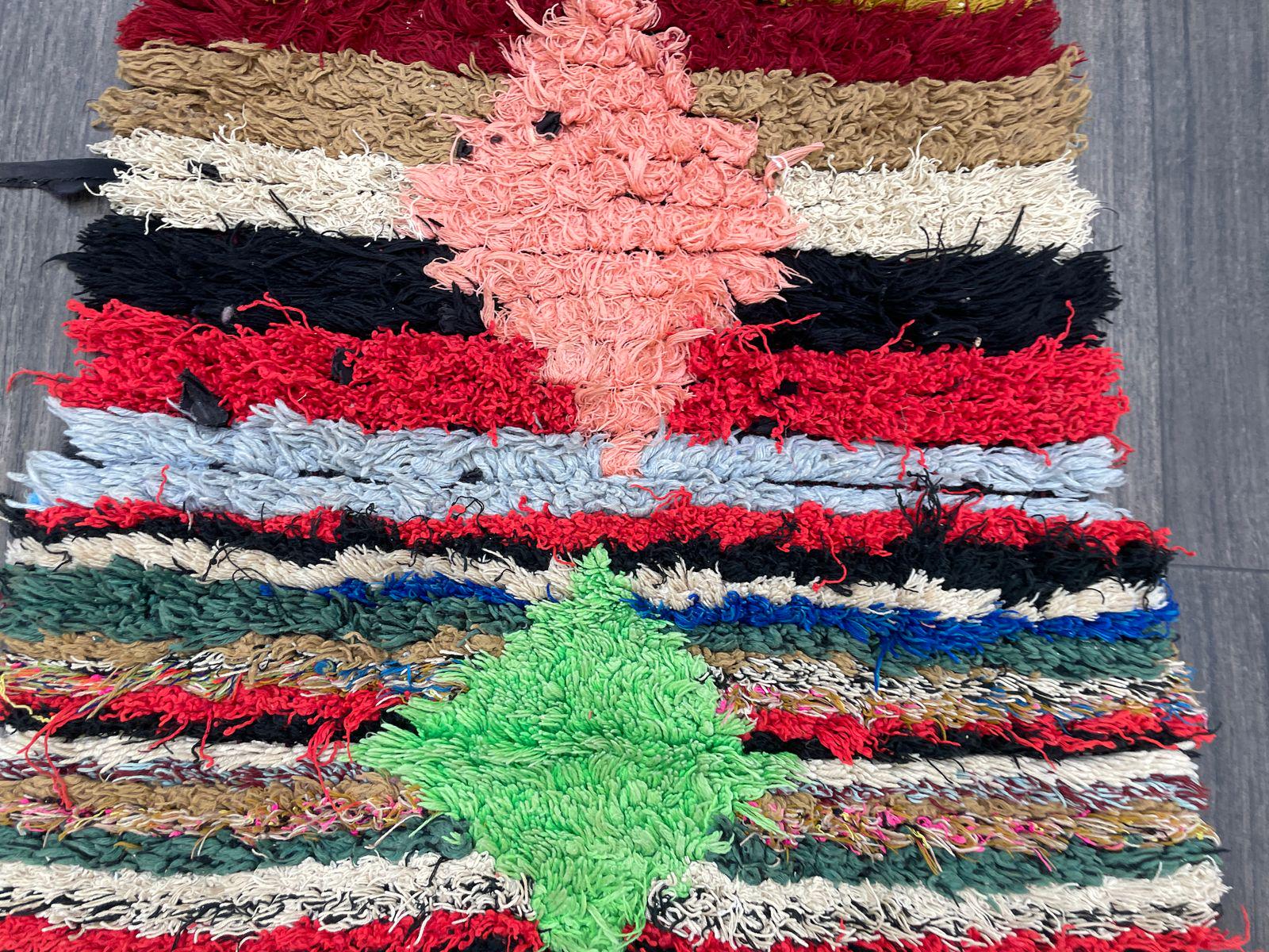 ハンドメイドのモロッコ製ラグランナー 2x6：ヴィンテージベルベルアジ