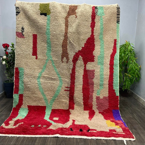 Boho Rug Modern - Rug For Bedroom Aesthetic - Personalized Gift For Girls  - Jute Natural Rug Moroccan - Custom Rug Red - Handwoven Rug