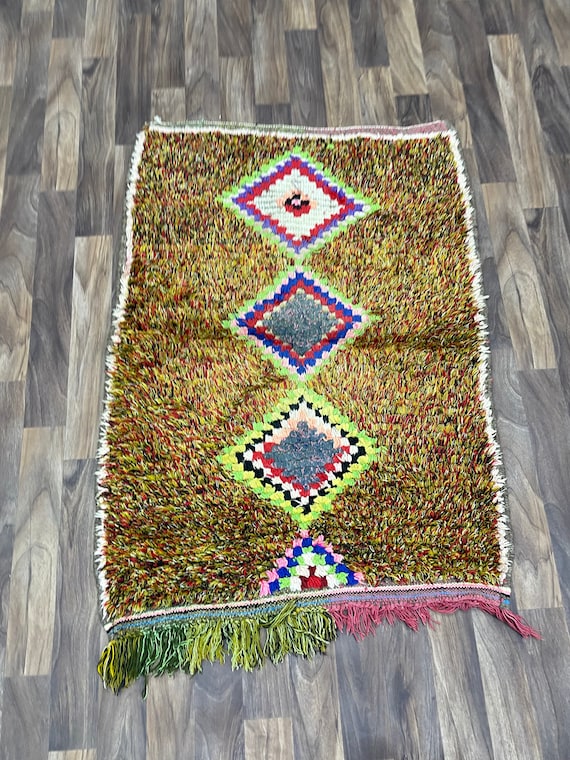 Farmhouse Rug 2x4 Morrocan Small Authentic Colorful Wall Art