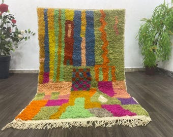 Green Berber Moroccan Rug, Custom Area Rug, Handwoven Carpet, Living Room Home Decor Unique Design