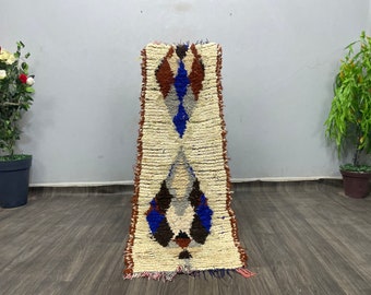 Abstract Area Rug Vintage - morrocan boho rugs for bedroom, beni ourain runner rug