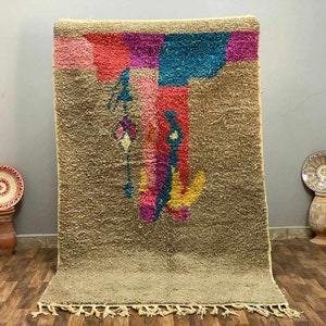 Berber Rug Brown Floor Decor - Custom Morocan Rug For Sale - Personalized Area Rug - Brwon Gift For Dad