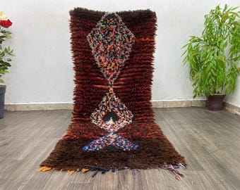 Handmade Moroccan Rug Runner 3x7: Black Berber Carpet