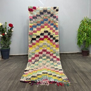 Tapis berbère unique contemporain, luxueux tapis à carreaux colorés, tapis bohème pour chambre à coucher, cadeau fait main pour les amateurs de décoration intérieure