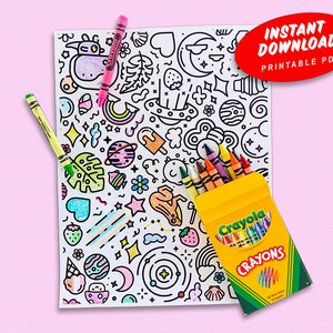 Printable Kawaii Shapes Kids Coloring Page