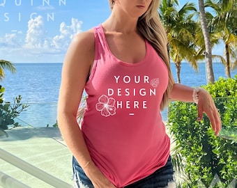 Hot Pink Tank Mockup | Next Level 1533 Racerback (JPEG)