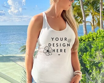 White Racerback Tank Top Mockup | Next Level 1533 (JPEG)