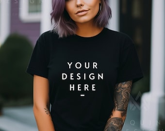 Bella + Canvas 3001 Black T-Shirt Mockup | Size L (JPEG Digital Download)