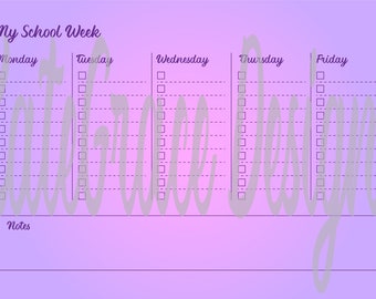 School/Work Week Daily Planning Sheet