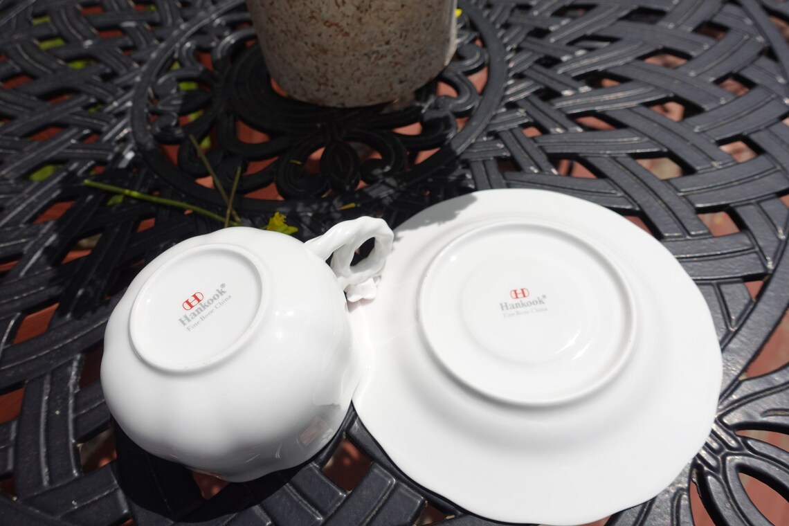 Vintage Hankook Fine Bone China Tea Cup With Floral & Twisted Etsy UK